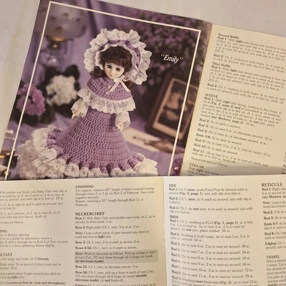 American Heritage Dolls Crochet Ladies Colonial Old South Elizabeth Pattern Lot - Picture 2 of 6
